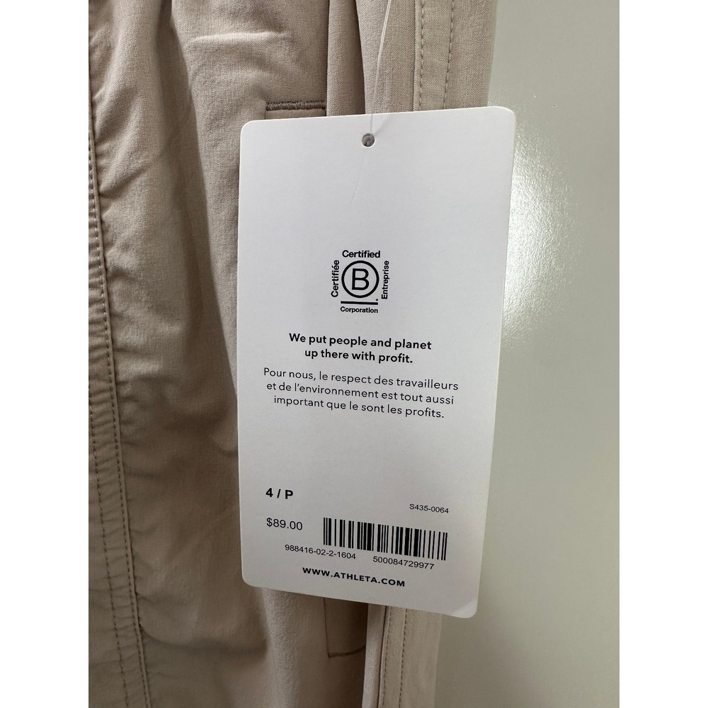 NWT Athleta Attitude II Pants Ruched Mid Rise Jogger Womens Size 4 / P Beige Tan - Picture 5 of 13